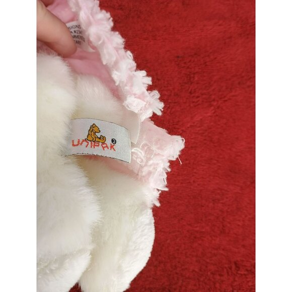 White Plush Bunny In Pink Dress With Floral Embroidery By Unipak Designs Corp 10 - Picture 4 of 6